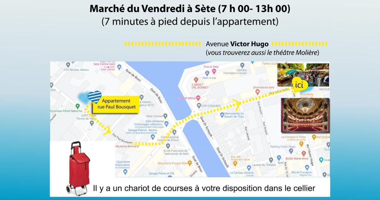 세테 + Jardin Au Calme Avec Bbq + Cellier + Garage 아파트 외부 사진